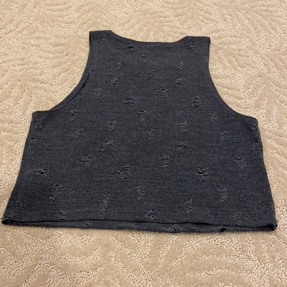 Tres Bien Gray Ripped Crop Tank Top Small - Picture 8 of 9